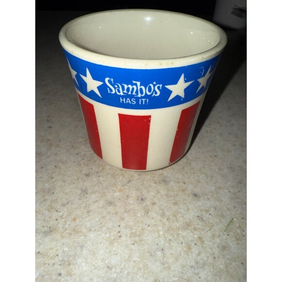 Vintage Sambo’s Restaurant 1970s Coffee Mug USA Red White and Blue - Picture 7 of 12